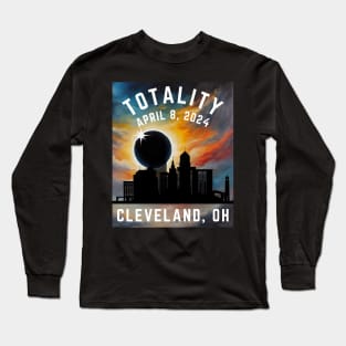 Eclipse April 8 2024 Cleveland Ohio Long Sleeve T-Shirt